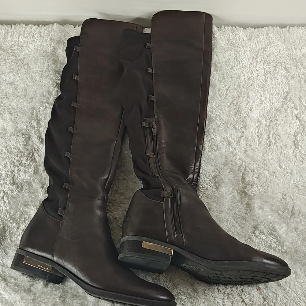 Vince Camuto Knee High Lace up Brown Leather Boots without Laces Women size 7 - Picture 9 of 12